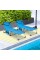 Costway Outdoor Folding Chaise 5-Position Lounge Chair with Face Hole &Adjustable Footrest Blue/Black/Beige