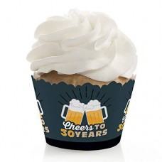 big dot of happiness cheers and beers to 30 years - 30th birthday party decorations - party cupcake wrappers - set of 12