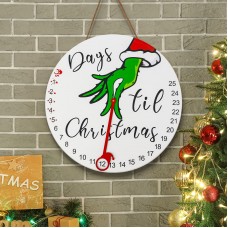 AKEROCK Grinch Christmas Decorations, 2023 Grinch Christmas Countdown Advent Calendar, Days Till Christmas Wooden Hanging Sign with Stan