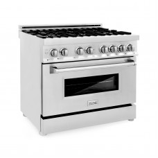 Zline Kitchen and Bath RA36 36 in. Professional 4.6 cu. ft. 6 Gas Burner Electric Oven Range in Stainless Steel