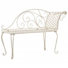 vidaXL Patio Chaise Lounge Outdoor Garden Bench with Backrest Steel Antique