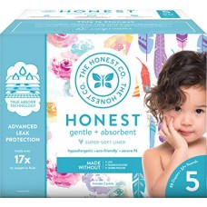 The Honest Company Club Box Diapers with TrueAbsorb Technology, Rose Blossom & Feathers, Size 5, 50 Count