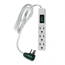 Go Green Power Inc. GoGreen Power (GG-13002MS) 3 Outlet Power Strip, White, 2.5 Ft Cord