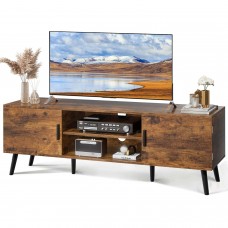 Great Choice Products Tv Stand For 55 Inch Tv, Entertainment Center With Adjustable Shelf, 2 Cabinets, Tv Console Table, Media Console, Solid Wood