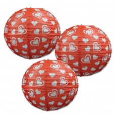 Party Central Club Pack of 18 Red and White Heart Paper Lantern Valentines Day Decorations