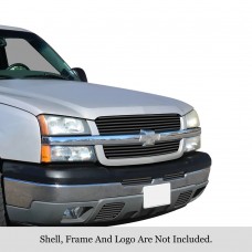 APS 2003-2005 Chevy Silverado 1500 Black Stainless Steel Billet Grille 8x6 horizontal billet