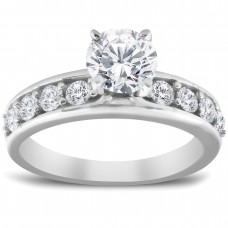 Pompeii3 SI/G 2 Carat Round Cut Diamond Engagement Solitaire Ring 14k White Gold Enhanced