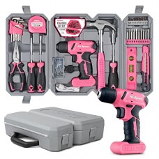 Hi-Spec HiSpec 58pc Pink 8V USB Electric Drill Driver Household Tool Kit Set DIY Cordless Power Screwdriver