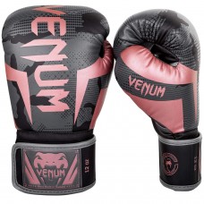 Venum Elite Boxing Gloves - Black/Pink Gold - 10 Oz