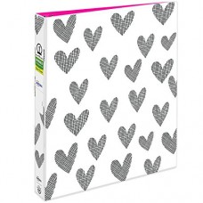 Avery + Amy Tangerine Designer Collection Binder, 1â€ Round Rings, 175-Sheet Capacity, Hatchmark Hearts (28320)