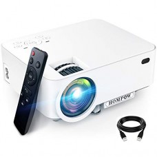 Hompow Mini Projector, HOMPOW 5500L Movie Projector, Smartphone Portable Video Projector 1080P Supported and 176' Display, Compatible w