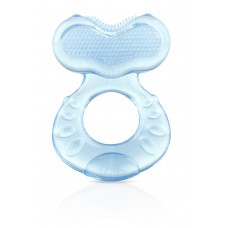 Nuby Silicone Teethe-eez Teether with Bristles, Includes Hygienic Case, Blue