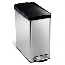 simplehuman CW1180 10 Liter / 2.6 Gallon Stainless Steel Bathroom Slim Profile Trash Can, Brushed Stainless Steel with