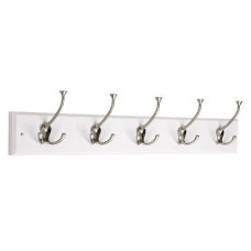 Liberty Hardware 129848 coat rack, 27-inch, wall mounted coat rack with 5 decorative hooks, satin nickel and white