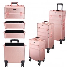 thinkstar Pro 4In1 Rolling Makeup Train Case Makeup Artist Organizer Rose Gold