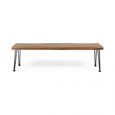 Christopher Knight Home 312780 Gladys Outdoor Modern Industrial Acacia Wood Bench Hairpin Legs, Teak and Rustic Metal