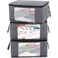 ABO Gear G01 Bins Bags Closet Organizers Sweater Clothes Storage Containers, 3pc Pack, Gray, 8 Pounds