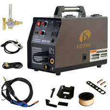 LOTOS MIG140 140 Amp MIG Wire Welder, Flux Core & Aluminum Gas Shielded Welding with 2T/4T Switch Argon Regulator, Metal Wire Fe