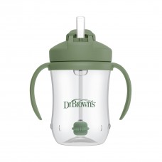 Dr. Brown's Dr. Brown’s Milestones Baby’s First Straw Cup, Training Cup with Weighted Straw, Olive Green, 6m+