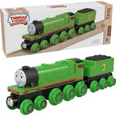 Thomas & Friends Wooden Railway Henry Engine and Coal Car, Push-Along Train Made from Sustainably Sourced Wood for Kids 2 Years