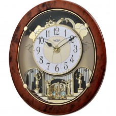 RHYTHM 19' Wooden Quartz Musical Motion Wall Clock - Woodgrain Stars