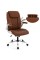 Costway PU Leather Office Chair Height Adjustable Executive Chair with Adjustable Headrest Brown/Black