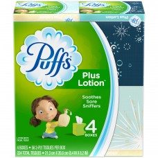 Puffs Facial Tissue, Plus Lotion, White, 2-Ply 4 boxes