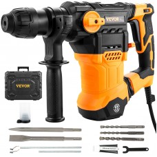 VEVOR Rotary Hammer Drill Corded Drills 1-1/4' 4 Modes SDS-Plus Chipping Hammers