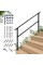 CHR 5 Steps Outdoor Handrails for Outdoor Steps, Black Wrought Iron Hand Rail Stair Railing Kit (4-5 Steps Handrail)