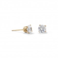 Jewelryweb 14/20 Gold Filled 5mm Cubic Zirconia Stud Earrings 5mm Cubic Zirconia