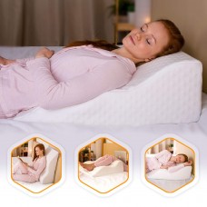 aeris bed wedge pillow for sleeping - memory foam - unique curved design - incline post surgery pillow - washable cover