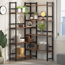 Tribesigns 70.8” Corner Bookshelf, 8-Tier Industrial Bookcase with Metal Frame for Open Storage