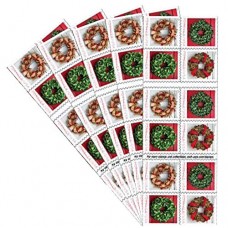 USPS Holiday Wreaths 5 Books of 20 Forever US First Class Postage Stamps Christmas Tradition Celebration (100 Stamps)