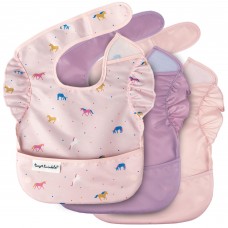 Tiny Twinkle Mess-Proof Baby Bib - Waterproof Bib for Baby Girl - Machine Washable - Adjustable Closure - PVC, BPA, & Phthalate