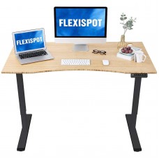 FLEXISPOT EN1 Bamboo Standing Desk Ergonomic Sit Stand Up Desk 55 x 28 Inches Whole-Piece curved Natural Bamboo Desktop Adjustab