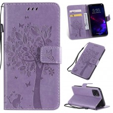 NOMO for iPhone 11 Case with Screen Protector,for iPhone 11 Wallet Case,Flip Case PU Leather Emboss Tree Cat Flowers Folio Magne