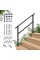 cHR 4 Steps Outdoor Handrails for Outdoor Steps, Black Wrought Iron Hand Rail Stair Railing Kit (3-4 Steps Handrail)