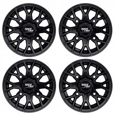 RockTrix RT104 4pc 12in ATV Wheels 4x110 Rims 12x7 52 Offset For ATV UTV with IRS Independent Rear Suspension Compatible