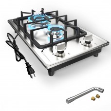 thinkstar Gas Cooktop 12 Inch Gas Stove 2 Burner, Portable Stainless Steel Lpg/Ng Dual Fuel, Built-In Gas Stove, Ideal For Rvs, Apartme…