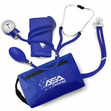 ASA TEcHMED Dual Head Sprague Stethoscope and Sphygmomanometer Manual Blood Pressure cuff Set with case, gift for Medical Studen