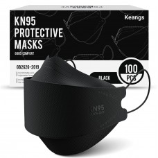 Keangs KN95 Face Masks 100 Pack, Breathable Protective Disposable Mask For for Adults And Teens, Black