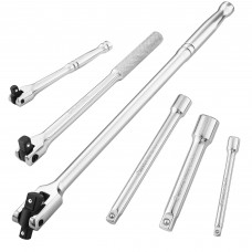 maxpower breaker bar and socket extension bar set, included 1/4' 3/8' 1/2' drive extensions, 15 inch 10 inch and 6 inch break