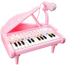 Love&Mini Piano Toy Keyboard for Kids Birthday Gift Age 1+ Pink 24 Keys Toddler Piano Music Toy Instruments with Microphone