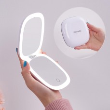 Mocado Compact LED Magnifying Travel MakeupMirror 4 inches 1X10X Magnification Small Hand Pocket Dimmable Double Sided USB Recharge