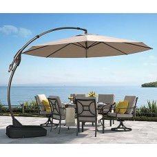 Grand patio Deluxe NAPOLI Patio Umbrella, Curvy Aluminum Cantilever Umbrella with Base, Round Large Offset Umbrellas for Garden