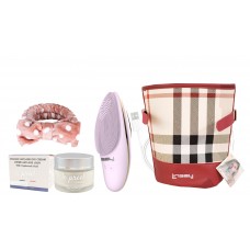 LINSAY Facial Cleansing Brush with LED Photon Therapy Bundle with le preel Paris Organic Day Time Cream