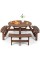 Tangkula 8 Person Wood Picnic Table Outdoor Round Picnic Table with 4 Builtin Benches Umbrella Hole Outside Table and Bench