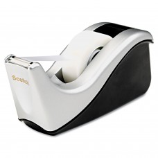 Scotch MMMC60ST Value Desktop Tape Dispenser, Attached 1' Core, Black/Silver