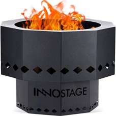 INNO STAGE Patented Smokeless Fire Pit, 13 Inch Low Smoke Camping Stove Outdoor Wood Pellet Burning Spark Portable Carrying Bag,