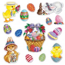 Beistle Club Pack of 168 Colored Egg Basket and Friends Easter Cutouts Decorations